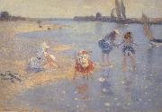 Philip Wilson Steer Children Paddling Walberswick oil painting